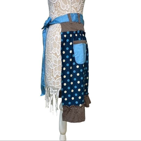 Anthropologie Retro Polka Dot Ruffle Half Apron NWT - Picture 3 of 7